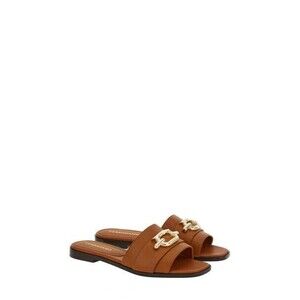 Salvatore Ferragamo Brown Sandals with Gold Buckle